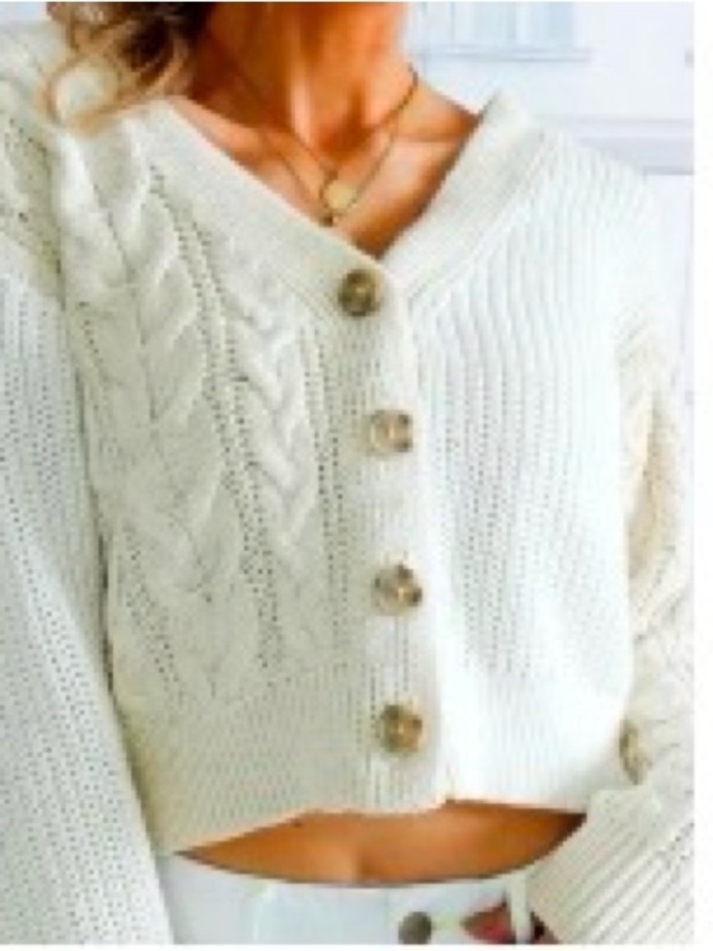 Joie Cream, two toned Cable-Knit, Button Front Women's Sweater size S